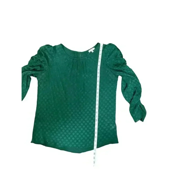 Max Studio Jacquard Shine Polka Dot Puff Sleeve Blouse NWOT Hunter Green Sz M - Picture 6 of 7